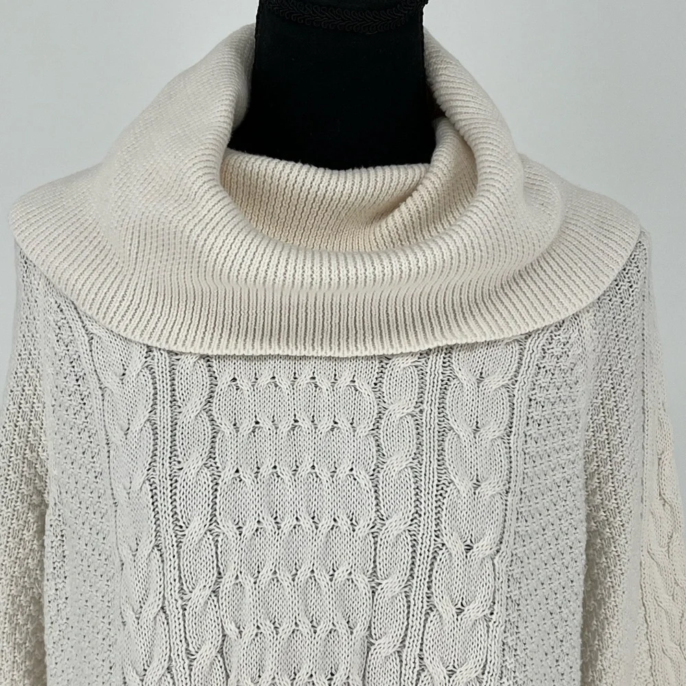 MICHAEL KORS IVORY CABLE KNIT COWL NECK‎ SWEATER